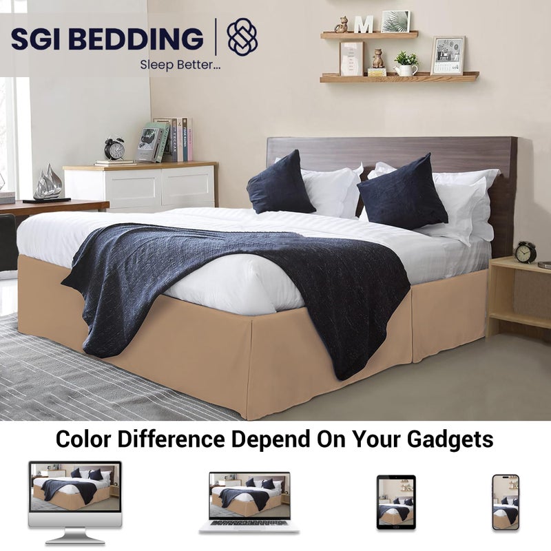 SGI Bedding 12 inch Drop Bed Skirt Queen Size - Platform Style with Secure Fit, Classic Tailored Look, Elegant Pleated Style Dust Ruffle, Split Corners, Wrinkle Resistant Microfiber - Camel Brown - Image 4
